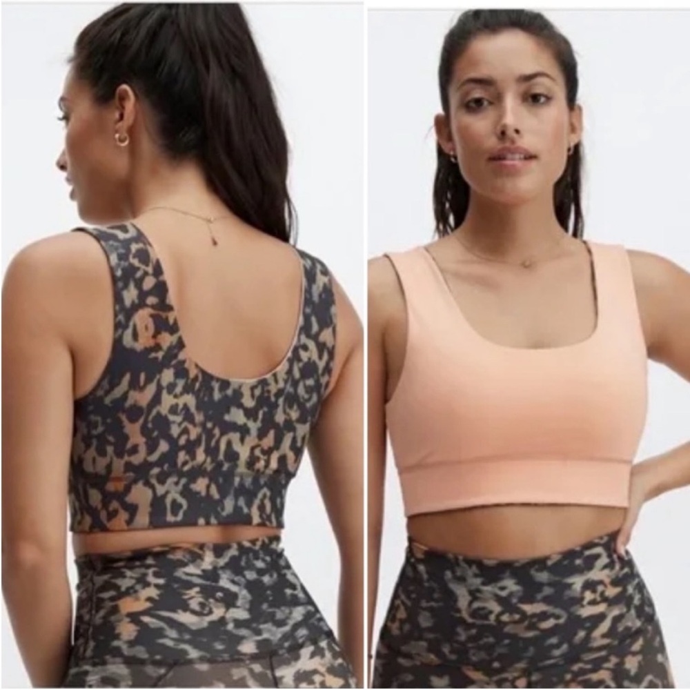 Fabletics Reversible Leopard Print and Peach Sports Bra NWOT